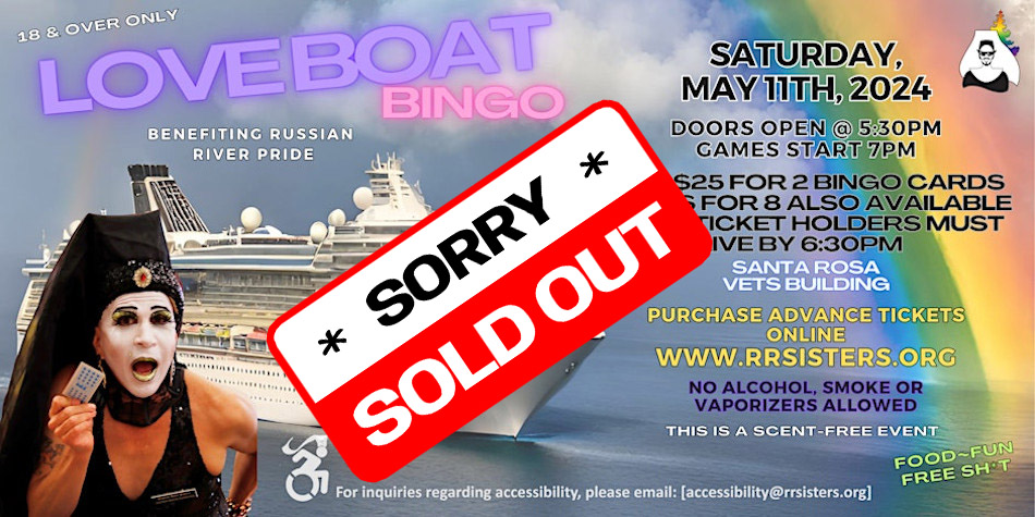 Russian River Sisters of Perpetual Indulgence's Love Boat Bingo May 11th, 2024